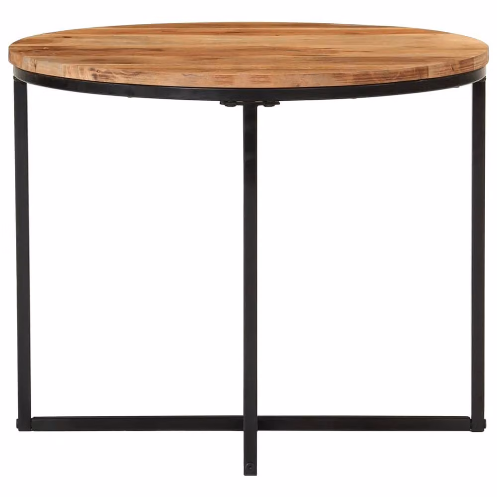 Berkfield Home Beautiful Industrial Coffee Table in Brown and Black, Solid Acacia Wood and Metal, W/D/H: 55 x 55 x 45 cm – 2