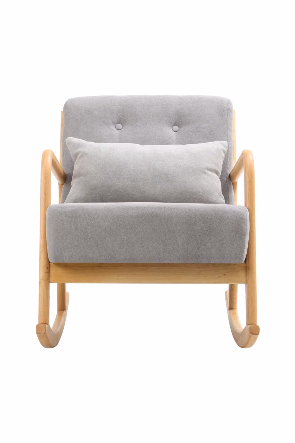 Living and Home Modern Buttoned Rocking Chair in Grey Fabric with Armrests – 2
