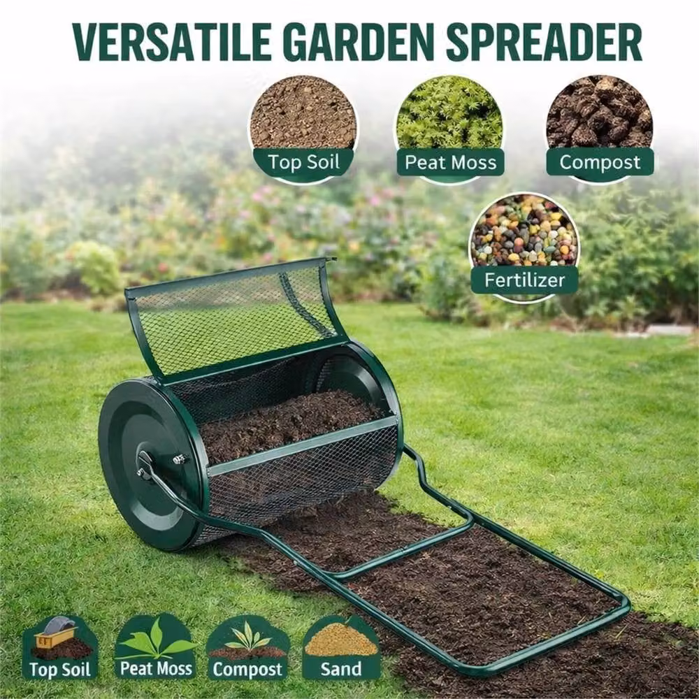 VOGREX Green Steel Compost and Peat Spreader Roller for Lawn Renovation and Top Dressing, Width: 60.96 cm – 3