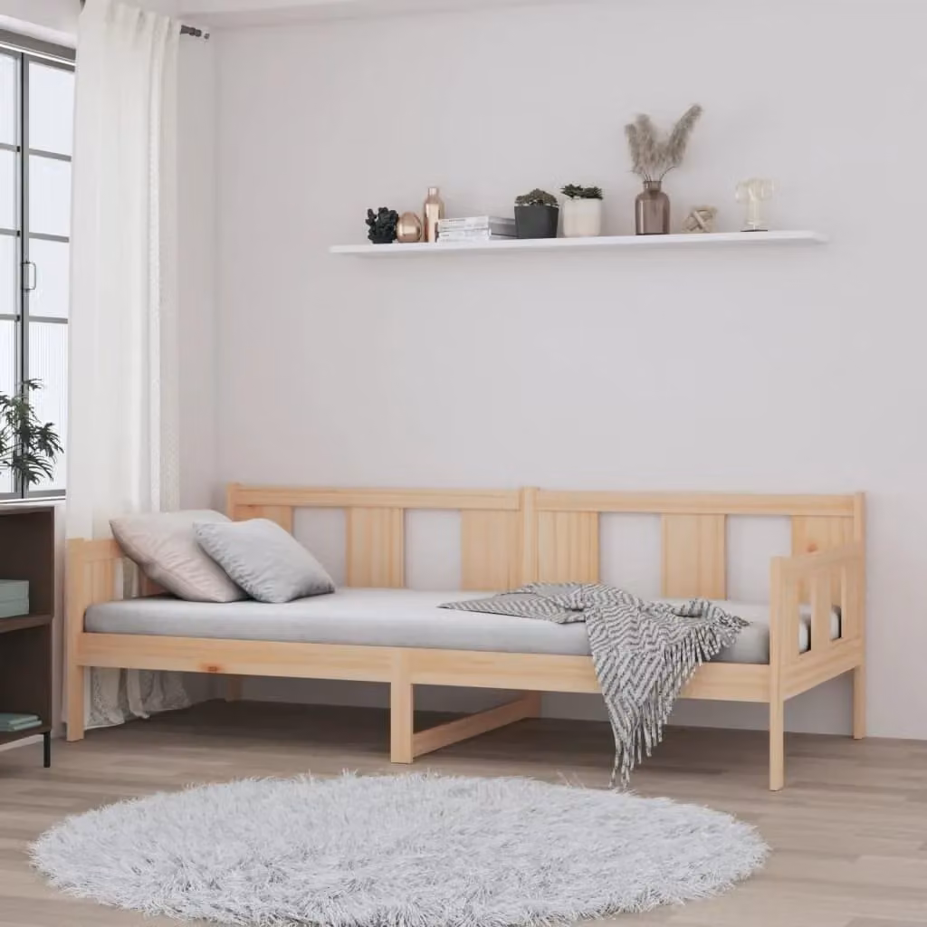 Berkfield Home Rustic Solid Wood Pine Day Bed, Brown, W: 90 cm, L: 190 cm