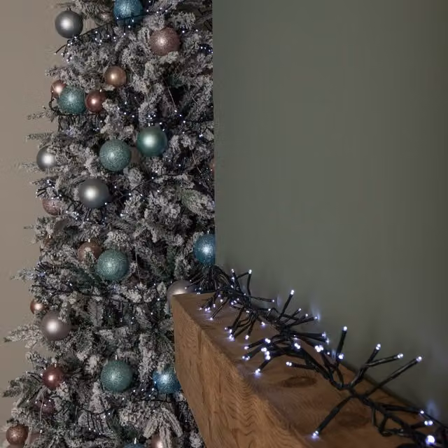Premier Decorations Premier Clusterbrights LED Christmas Cluster Lights, Cool White, 12.4m