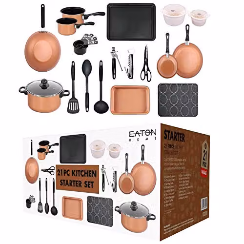 Gr8 Home 21 Piece Copper Non-Stick Cookware and Bakeware Starter Set – 3