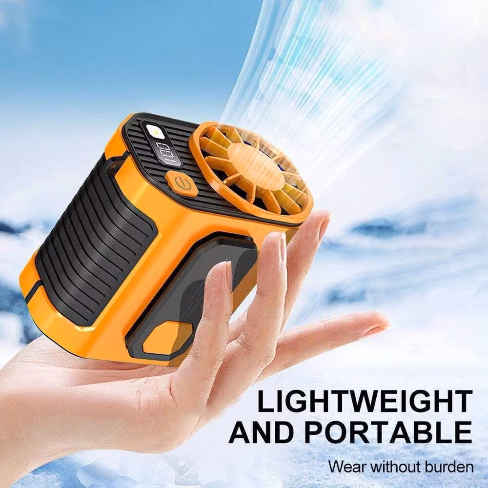 NESTLUNE Orange 5000mAh Portable Waist Clip Fan and Hanging Cooling Fan – 5