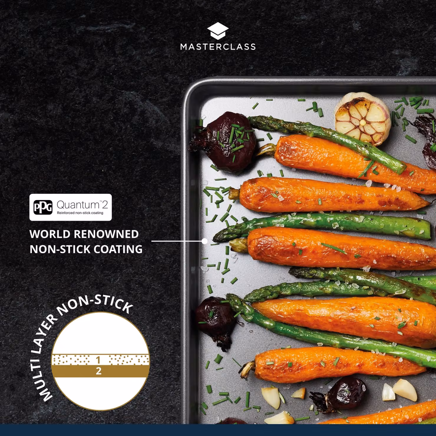 MasterClass Non-Stick Rectangular Carbon Steel Baking Sheet, Black, W: 24 cm, D: 18 cm – 7