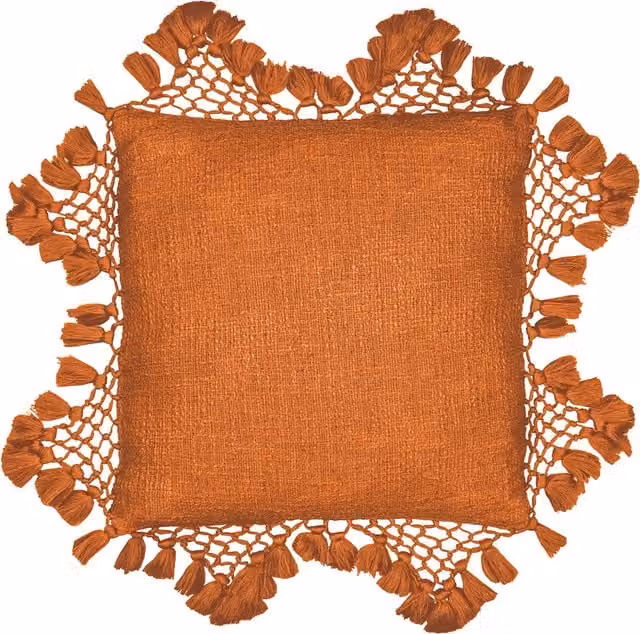 Make It A Home Boho Cotton Macram Tassel Cushion in Brown and Orange