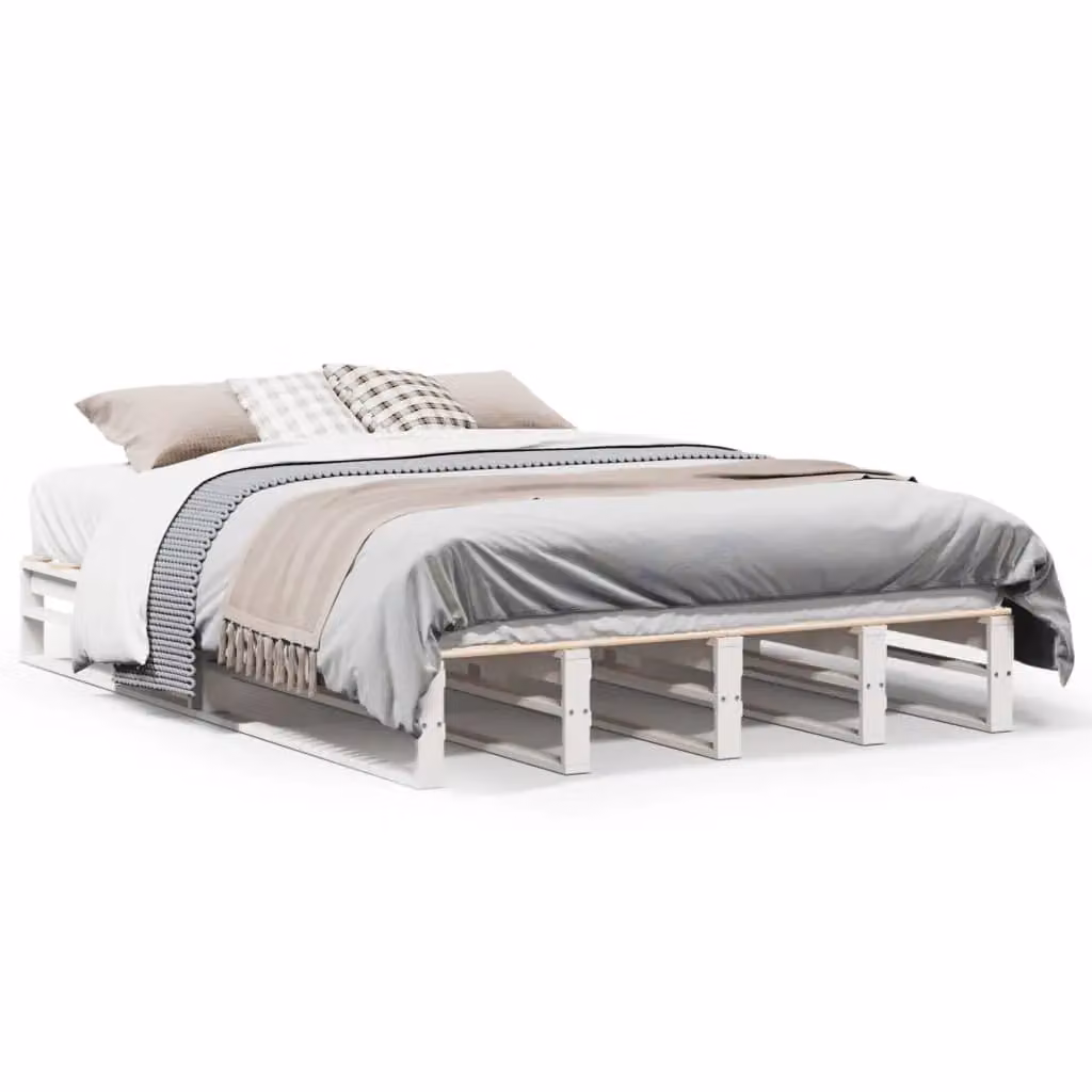 Berkfield Home Small Double Bed Frame in White Solid Pine, W/D/H: 120 x 200 cm – 2