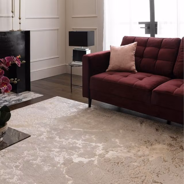 Furniturebox UK Elysia Metallic Gold Lustre Abstract Modern Rug in Gold and Beige, W: 230 cm, D: 160 cm