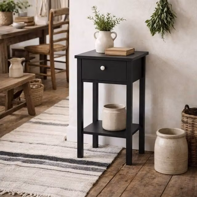 Wyld Haus Gossmere Matt Black Bedside Table with 1 Drawer – 1