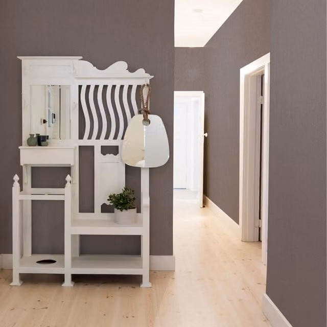 Superfresco Easy Calico Texture Wallpaper in Mushroom Beige, Brown and Grey