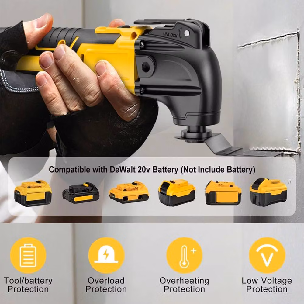 SPETLEK 6-Speed Brushless Multi Tool for DeWalt 18V 20V Batteries with LED, Yellow, W: 1000 mm, D: 400 mm – 4