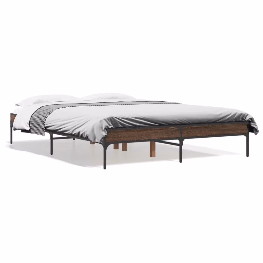 Berkfield Home Small Double Bed Frame in Brown Oak, W/D/H: 120 x 200 cm – 2