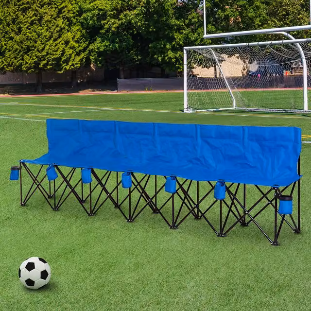 Outsunny Blue Folding Multi Deck Chair with Cup Holder and Powder Coated Steel Frame