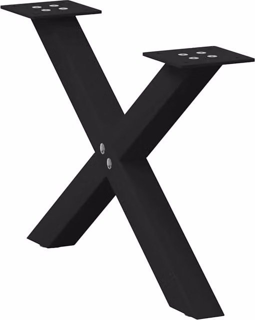 Berkfield Home X-Shaped Coffee Table Legs in Matt Black Steel, 2 Pieces, Height: 50 cm, Width: 30.5 cm