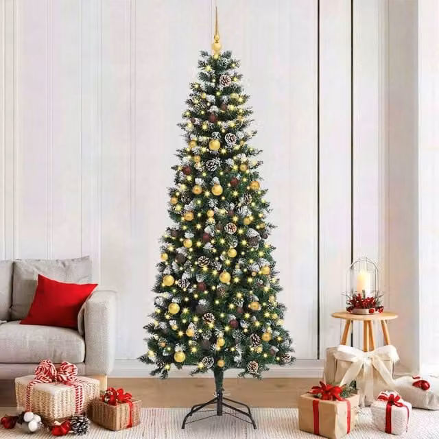 Berkfield Home Artificial Christmas Tree with 300 LEDs, Green, W/D/H: 86 x 86 x 210 cm – 1