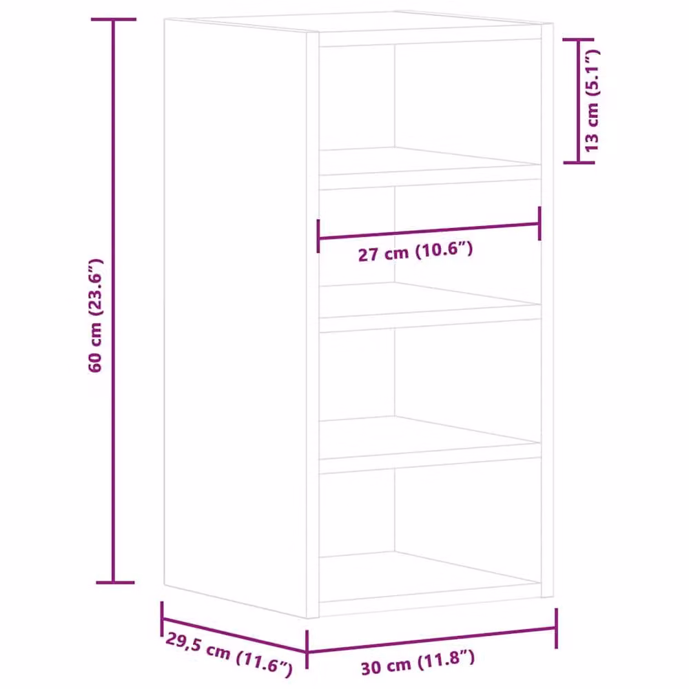 Berkfield Home Wall Mounted Hanging Cabinet in Sonoma Oak, Light Brown, W/D/H: 30 x 29.5 x 60 cm – 3