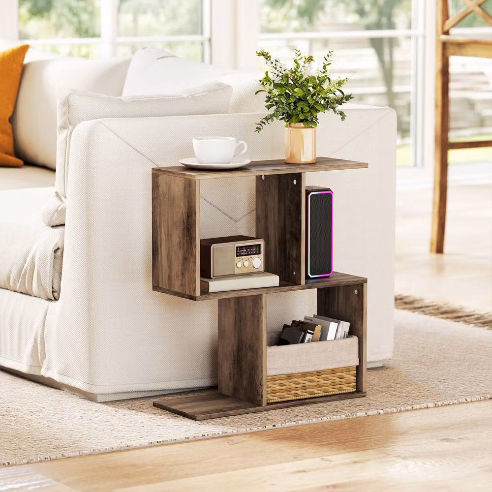 STILVORA Modern Side Table with 4 Compartments in Light Oak – 2