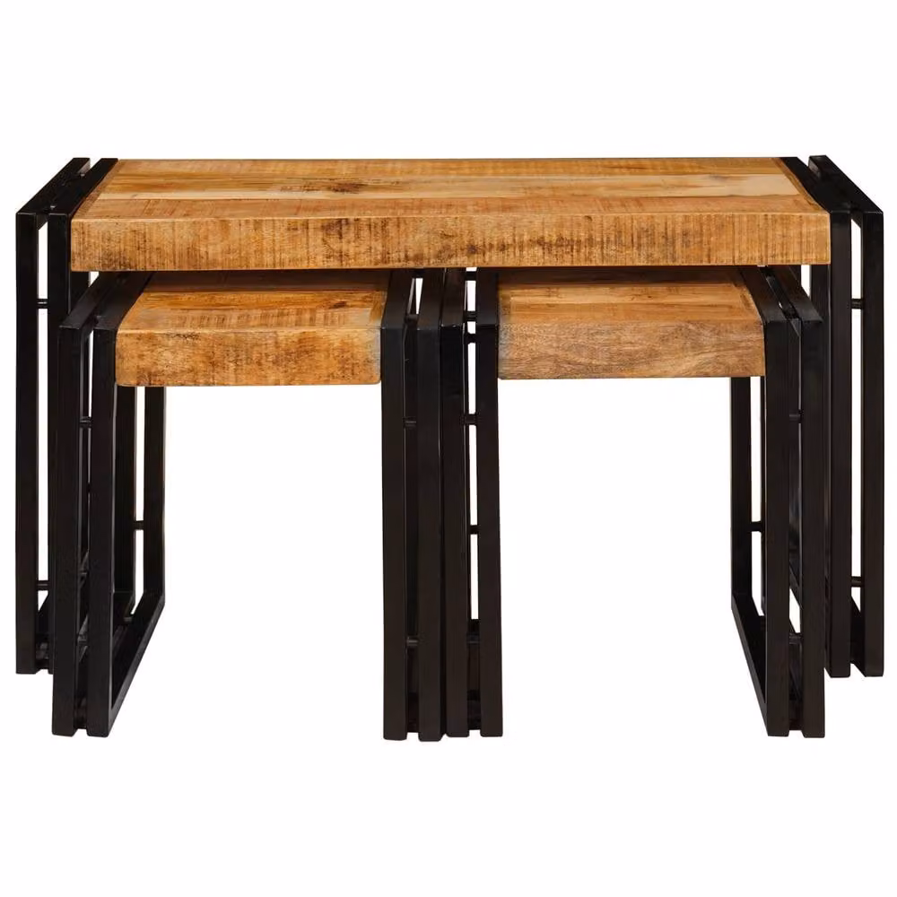 Berkfield Home Nesting Tables Set of 3 in Brown Solid Mango Wood – 4