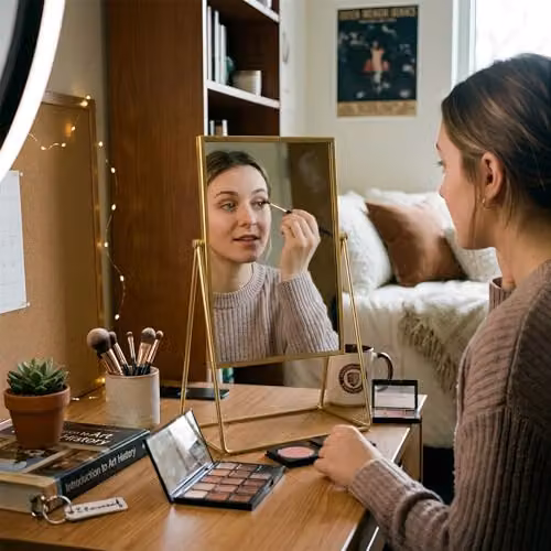 Harbour Housewares 2 Piece Gold Rectangular Tabletop Makeup Mirror Set – 7