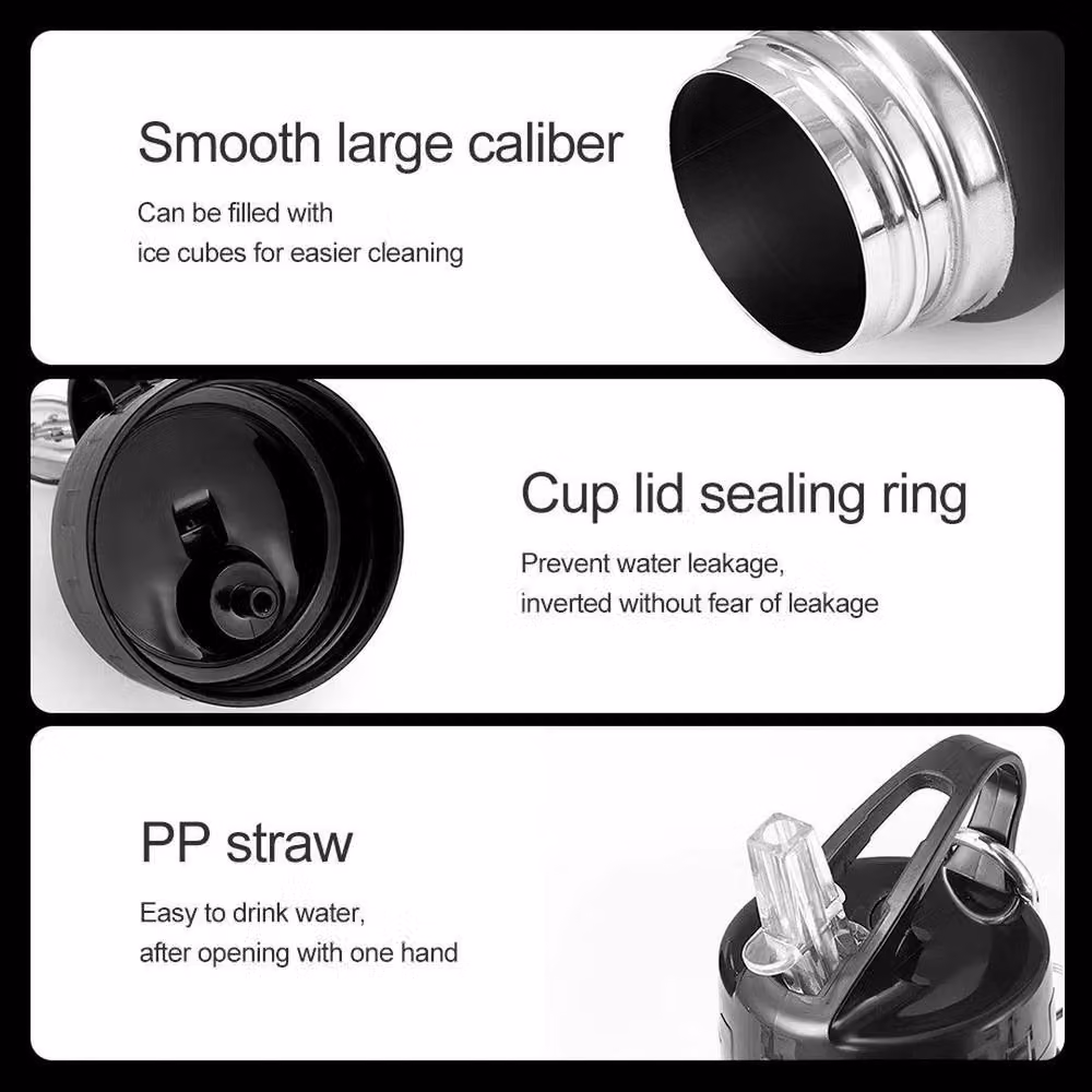 Spetlek Black 750ml Stainless Steel Double-layer Thermal Straw Bottle – 4
