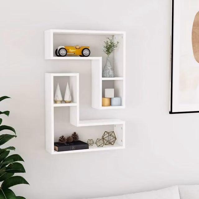 Berkfield Home White Wall Mounted Cube Shelves, 2 Pack, W/D/H: 50 x 15 x 50 cm