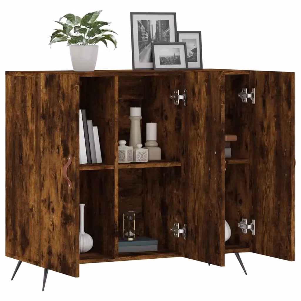 Berkfield Home Smoked Oak Sideboard in Brown, W/D/H: 90 x 34 x 80 cm – 4