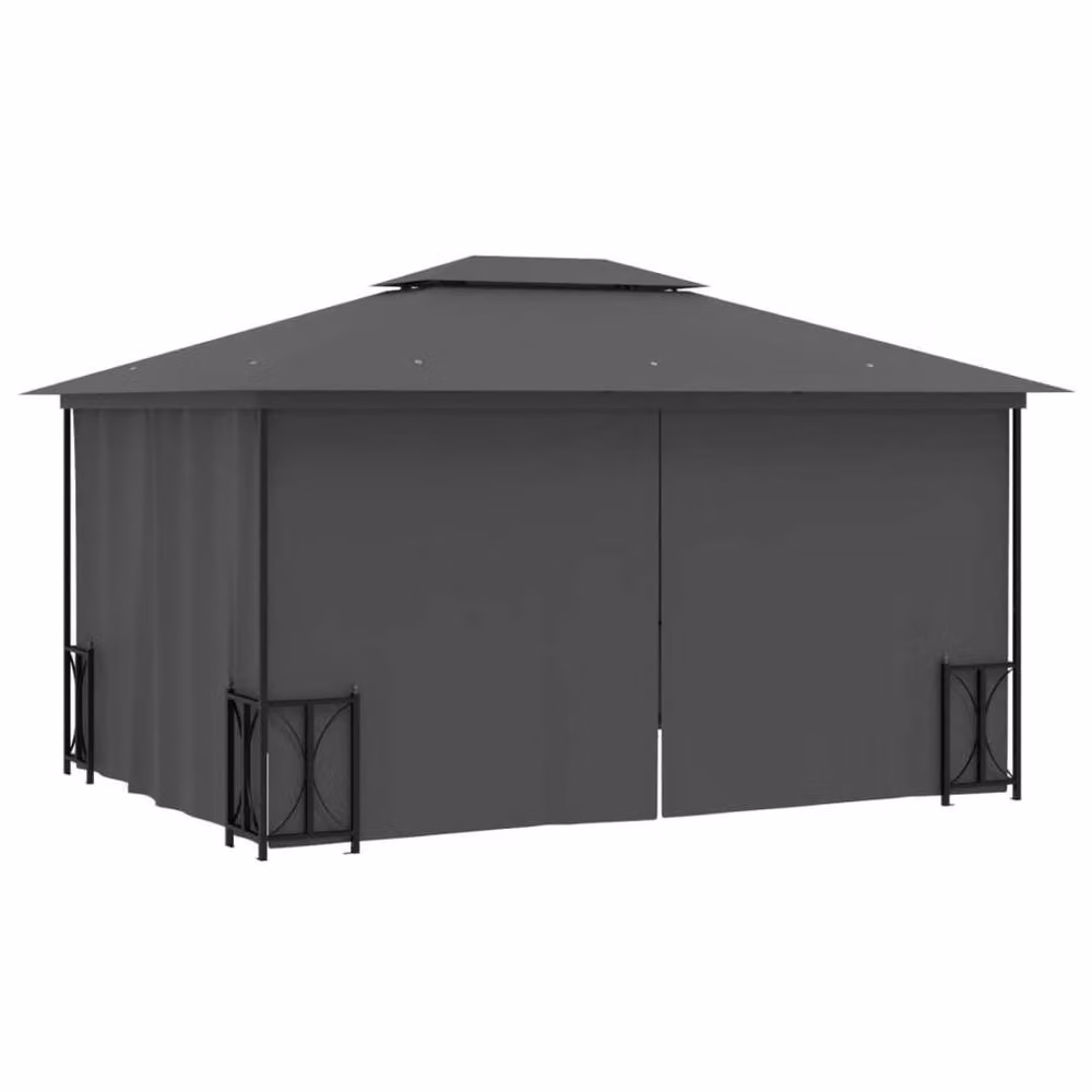 Berkfield Home Gazebo with Sidewalls and Double Roof, W: 400 cm, D: 300 cm, H: 265 cm, Anthracite – 4