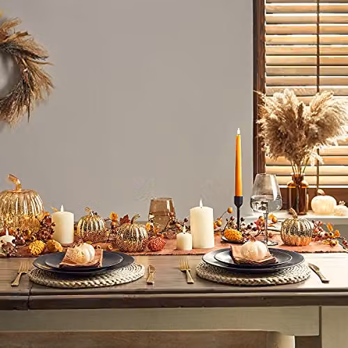 Lights4fun White Mercury Glass Pumpkin Battery Operated LED Autumn and Halloween Tabletop Decoration, H 12 cm – 4
