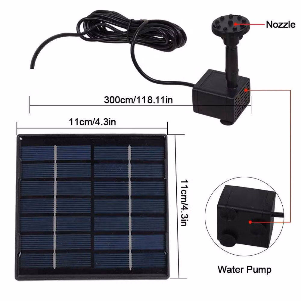 EONLION Solar Panel Powered Water Feature Fountain Pump in Black, 100 cm – 2