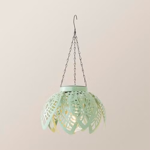 ValueLights Artichoke Solar Hanging LED Garden Lantern Light in Green – 1