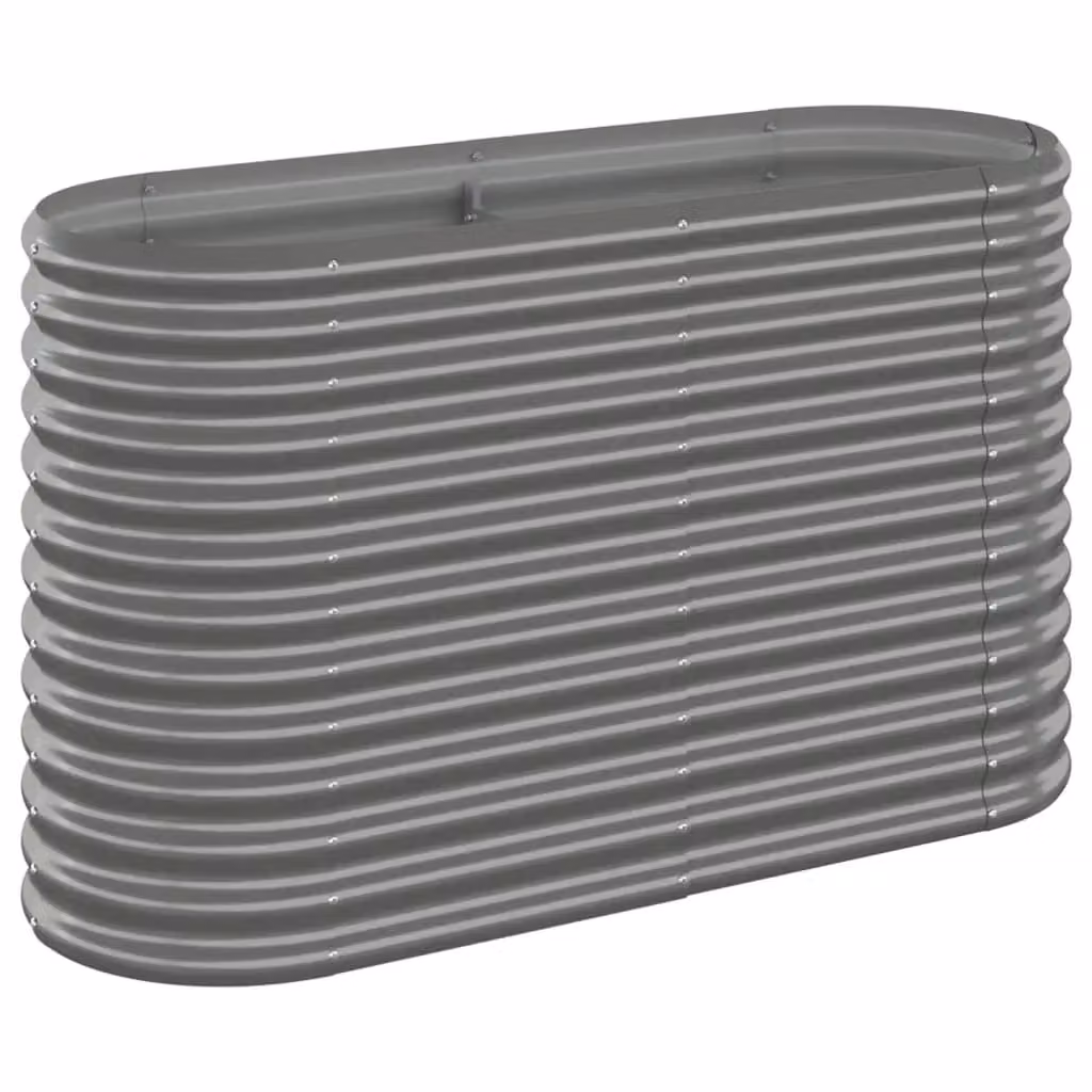 Berkfield Home Garden Grey Powder-coated Steel Raised Bed, W/D/H: 114 x 40 x 68 cm – 2