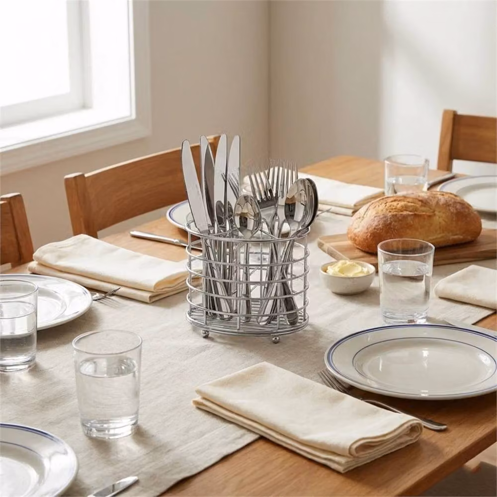 KORVIXA Silver Metal Cutlery Holder and Utensil Caddy – 5