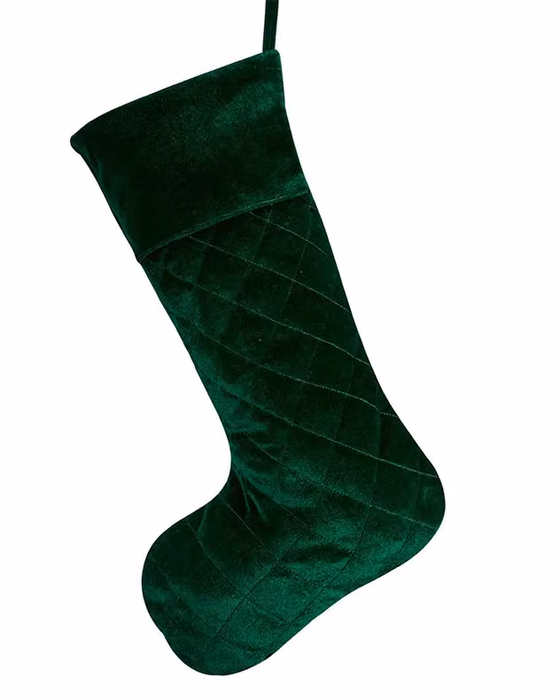 Dibor Set of 4 Harrington Quilted Velvet Christmas Stockings in Green, Red, Blue and Silver – 2