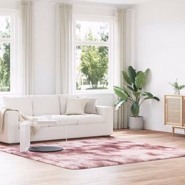 Berkfield Home NAVARRA Shaggy High Pile Rug, Dusty Pink, W/D: 240 x 240 cm – 1