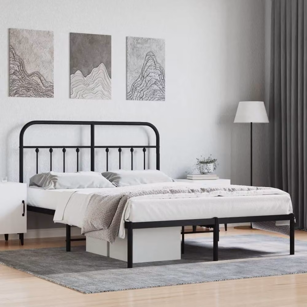 Berkfield Home Metal Bed Frame with Headboard in Black, W/D/H: 140 x 200 x 100 cm – 2