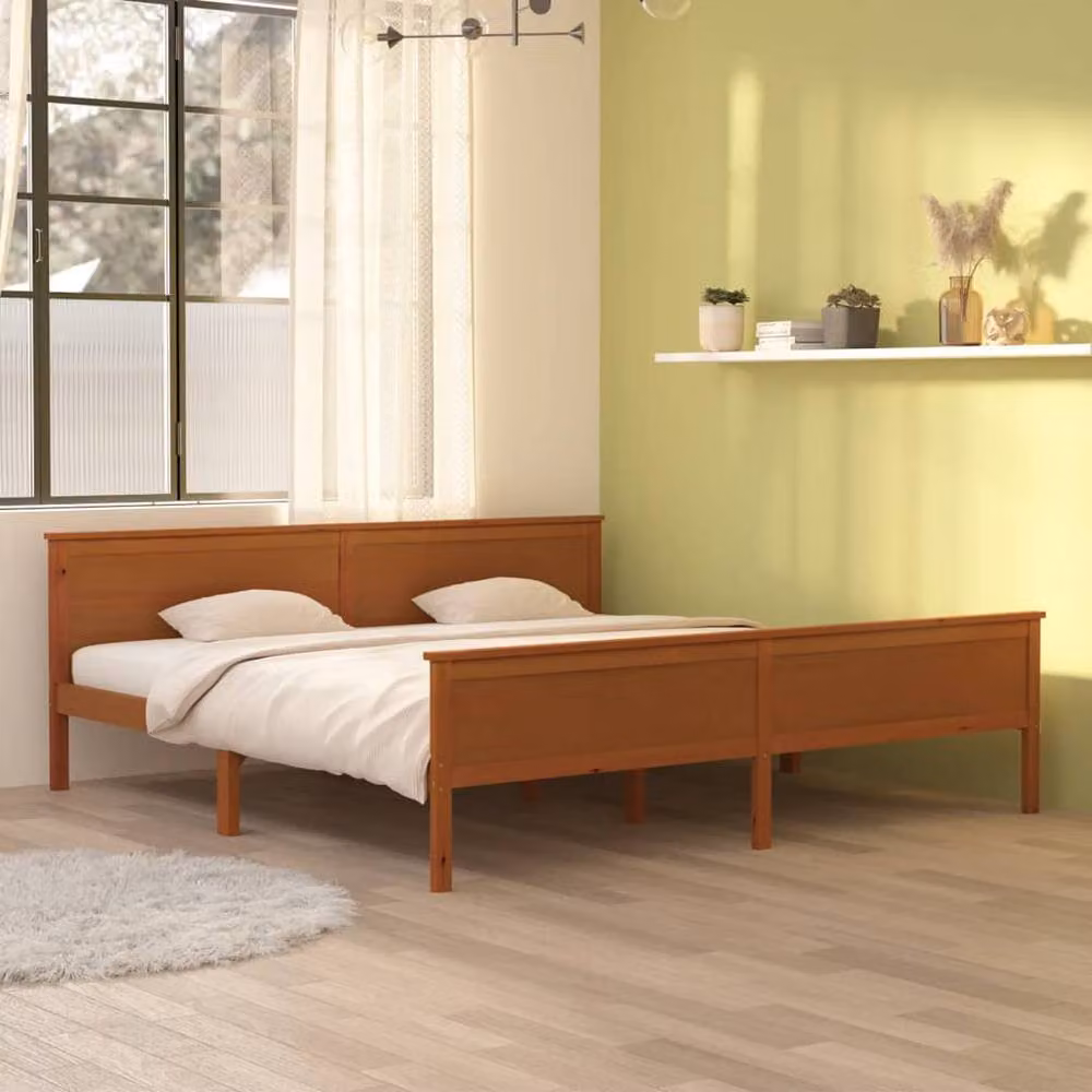 Berkfield Home Rustic Solid Wood Pine Bed Frame, Brown, 200 x 200 cm – 2