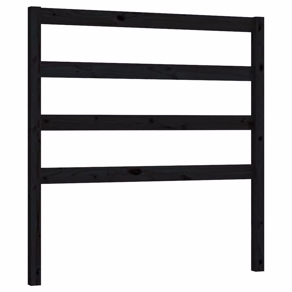 Berkfield Home Beautiful Solid Wood Pine Bed Headboard in Black, W/D/H: 81 x 4 x 100 cm – 2