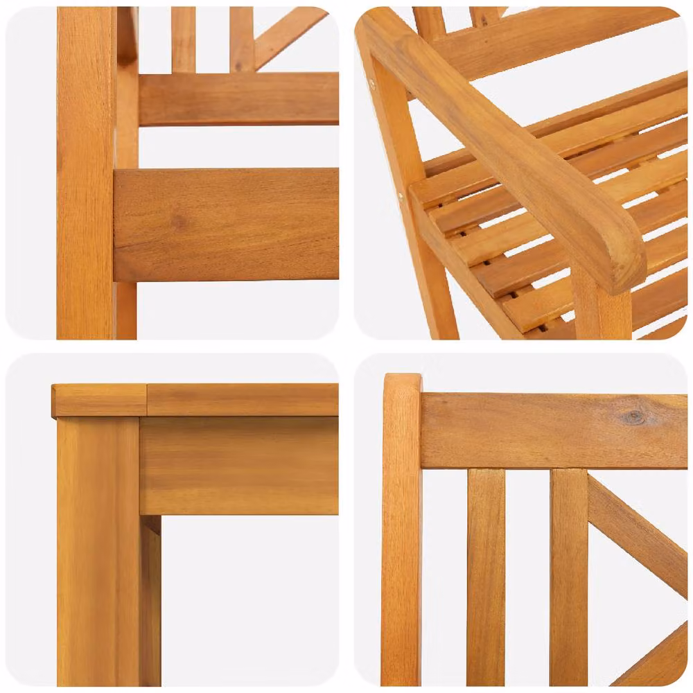 Berkfield Home 5 Piece Rustic Brown Acacia Solid Wood Garden Dining Set – 4