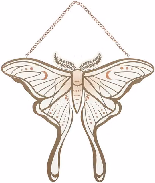 KDMK Luna Moth Whimsical Hanging Wall Plaque in Grey and White