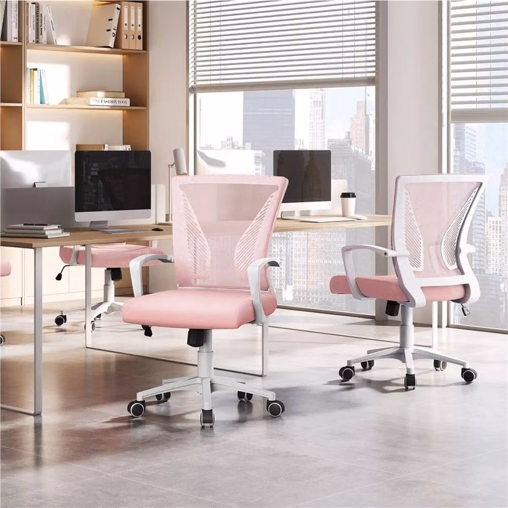 FLAVORA Pink Mesh Task Chair for Home Office with Armrests – 2