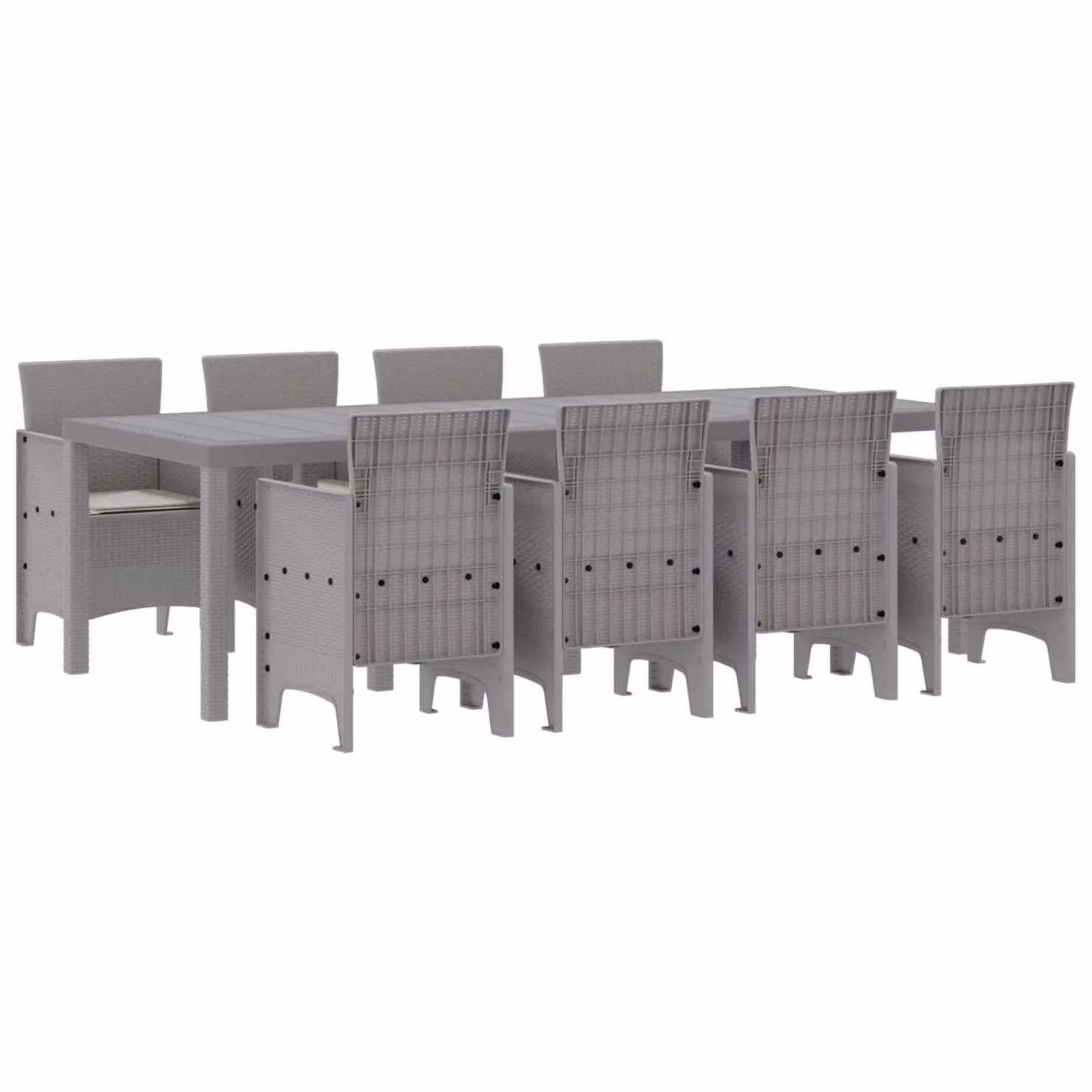 Berkfield Home 9 Piece Garden Dining Set with Grey Cushions and White Poly Rattan – 2