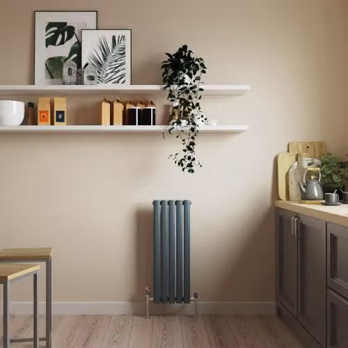 UK Radiators Omeara Anthracite Elliptical Tube Horizontal Designer Radiator W: 29 cm, H: 80 cm – 3