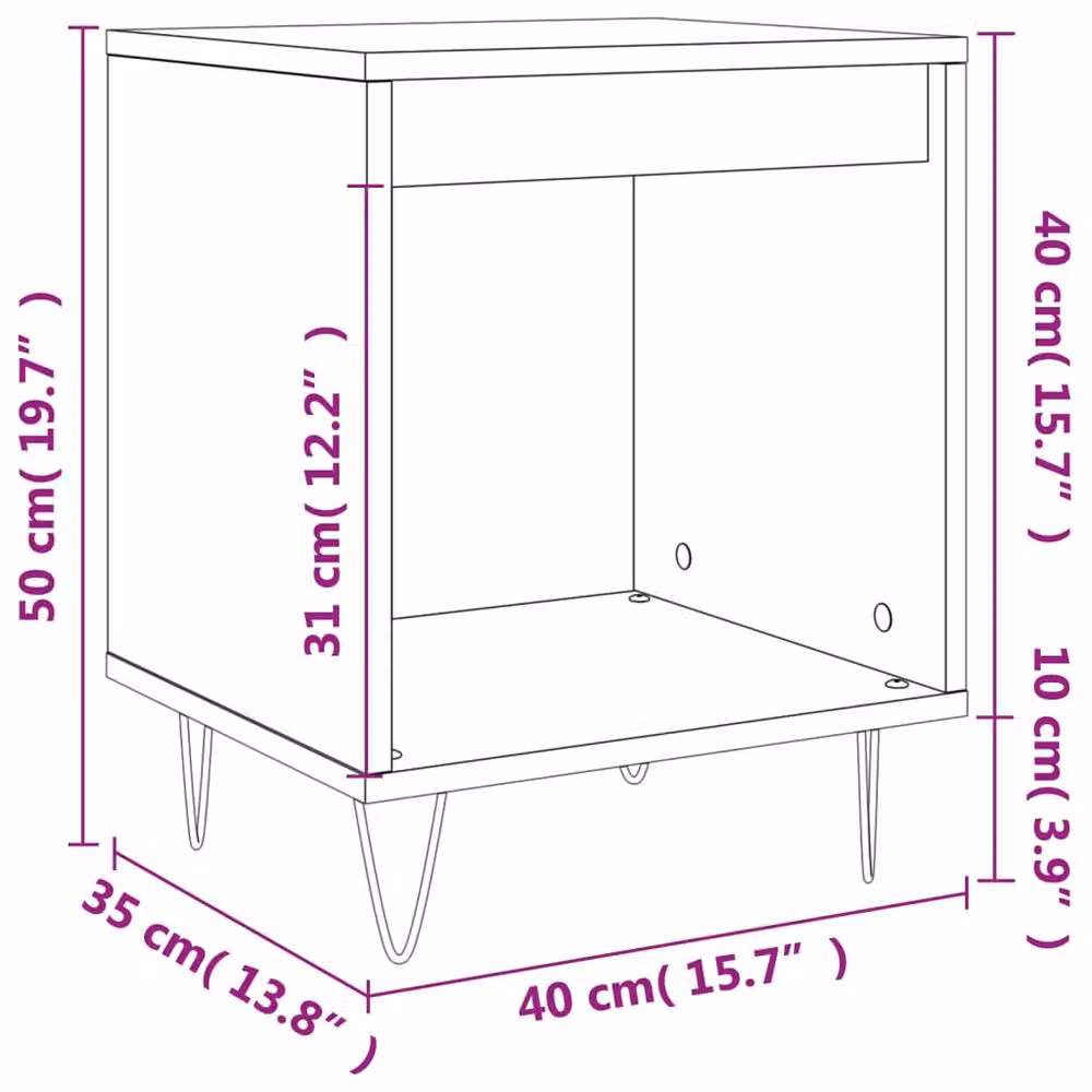 Berkfield Home Set of 2 Modern Black Bedside Cabinets in Engineered Wood, W/D/H: 40 x 35 x 50 cm – 5