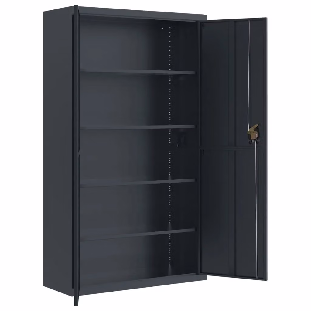 Berkfield Home Anthracite Steel File Cabinet with Hinged Doors and Adjustable Shelves, W/D/H: 105 x 40 x 180 cm – 3