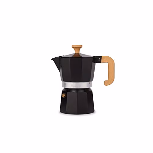 La Cafetiere Venice Aluminium Espresso Maker, Black, 3 Cup – 1