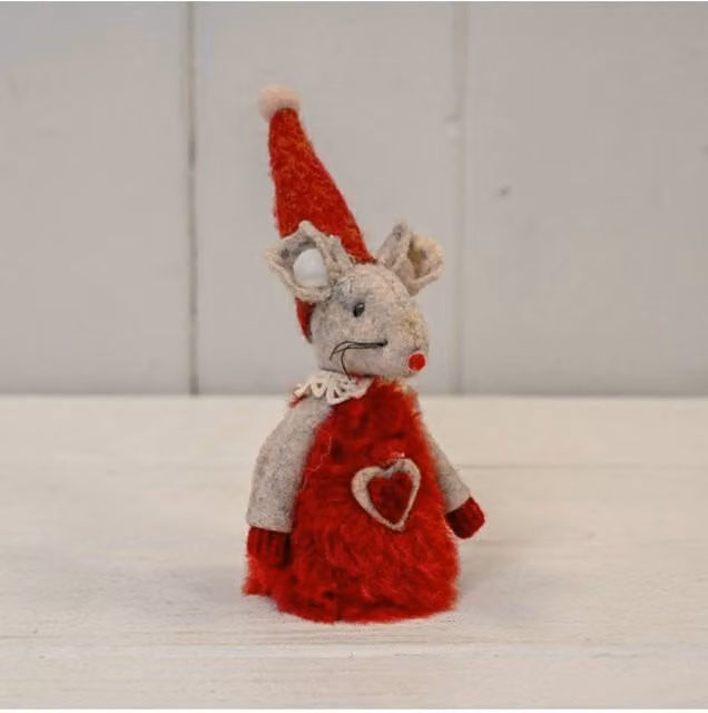 KDMD Fabric Mouse in Red Dress with Heart