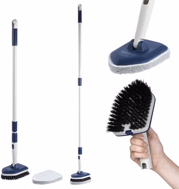 Beldray Deep Clean Bathroom Scrubber with Telescopic Handle, Blue