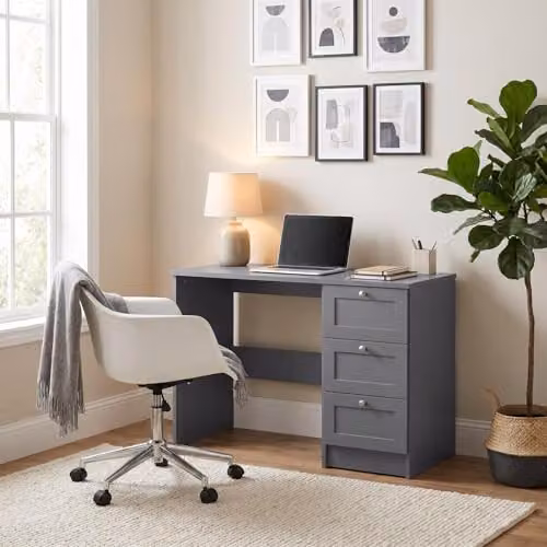 FWStyle Artus Matt Grey 3 Drawer Dressing Table, W: 99 cm, D: 40 cm, H: 72 cm – 5