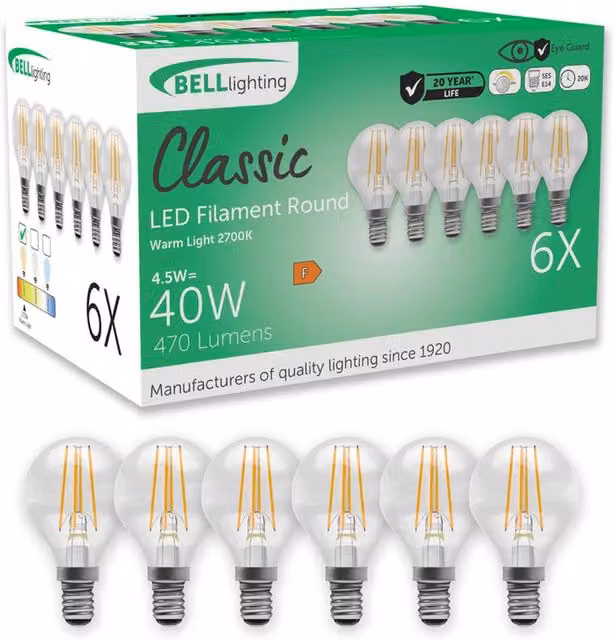 BELL Lighting E14 LED Filament Drop Bulb, Dimmable Warm White, Pack of 3 – 1