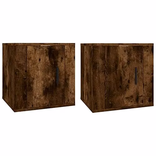 vidaXL 2 Piece Wall-mounted TV Cabinet Set in Brown, W/D/H: 40 x 34.5 x 40 cm