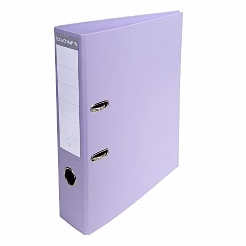Exacompta Prem'Touch PVC Lever Arch File for A4 Documents, 2 Rings, 70mm Spine, Lilac